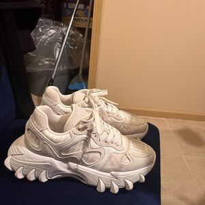 Balmain Women’s Cream-White Chunky Lace-Up Sneakers